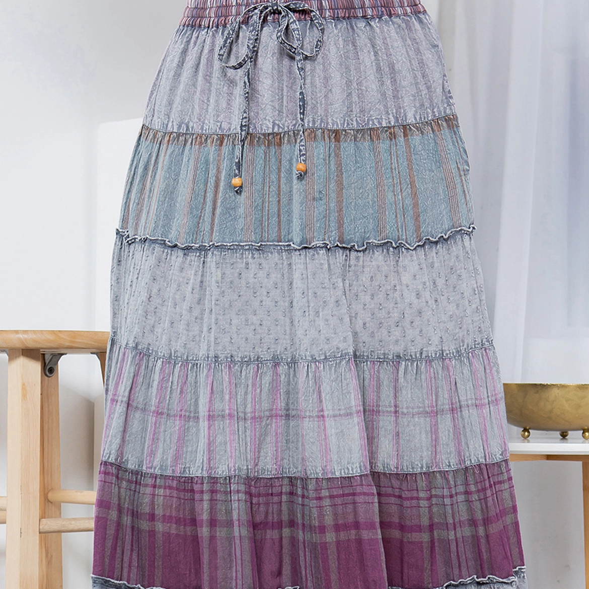 Vintage Vibes Crinkled Tiered Skirt