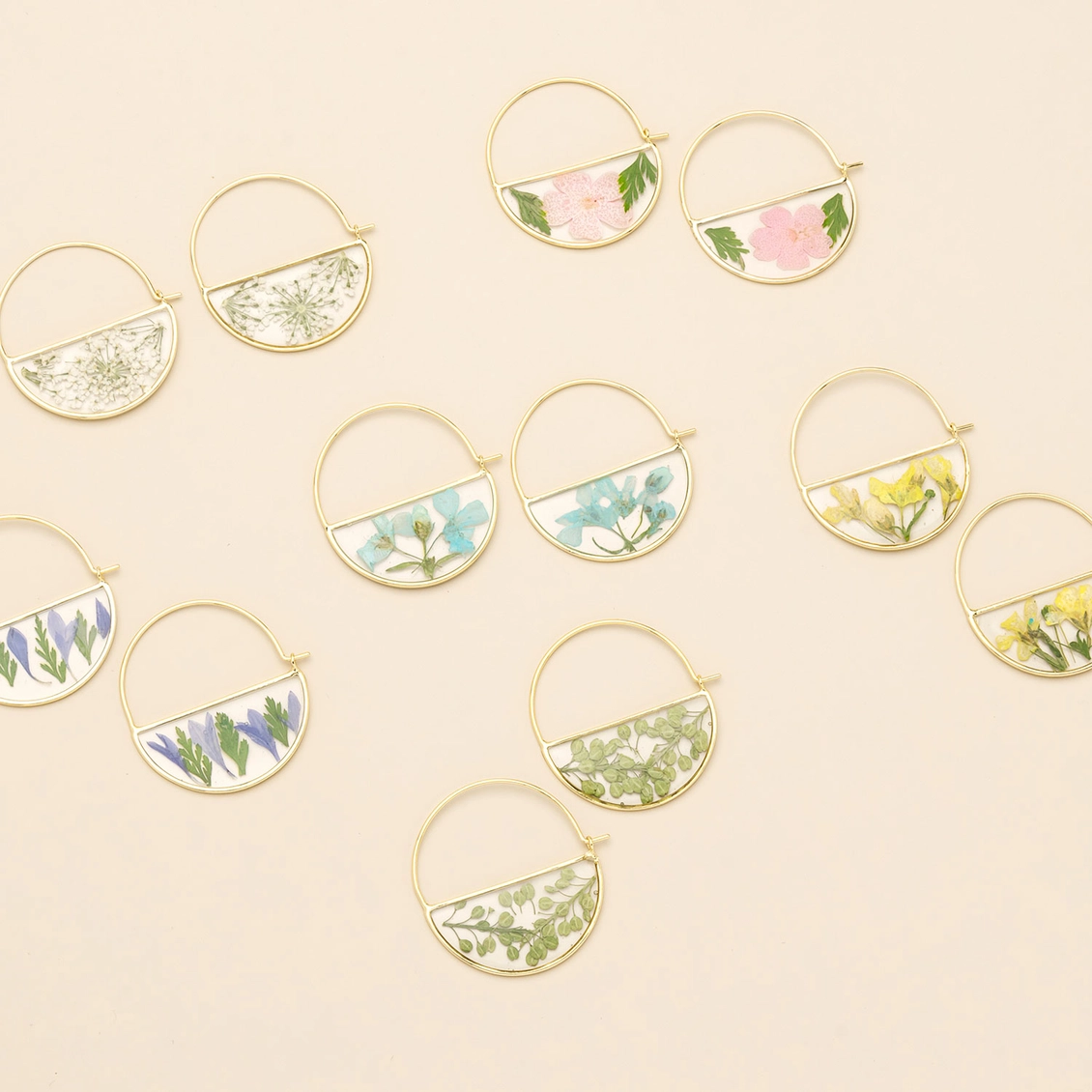 Pressed Flower Hoop Earrings