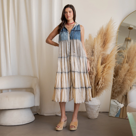 Boho Tiered Sleeveless Maxi Dress