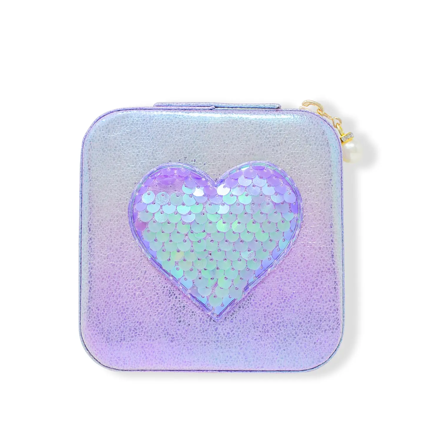 Girl's Sparkling Sequin Heart Jewelry Box