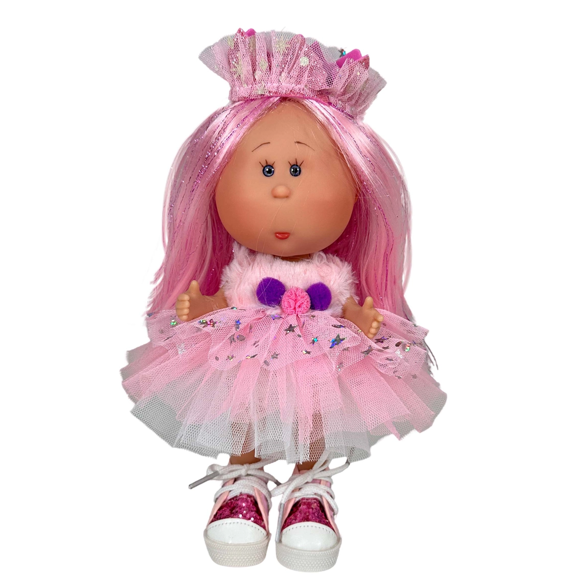 Little Mia Doll Pink Tulle Dress With Crown