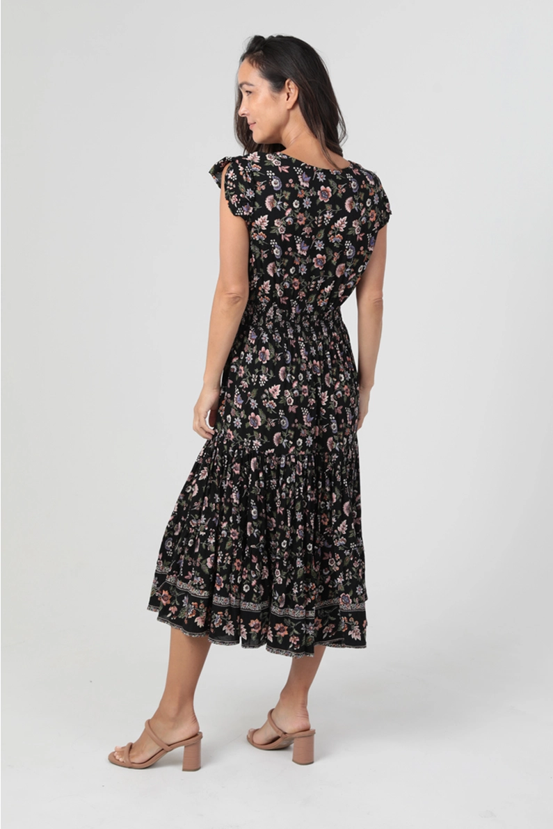 V-Neck Floral Midi Dress