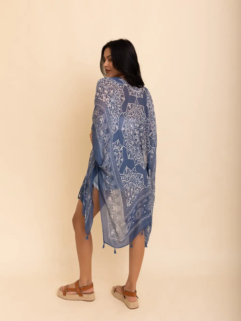 Lightweight Mandala Kimono With Tassels