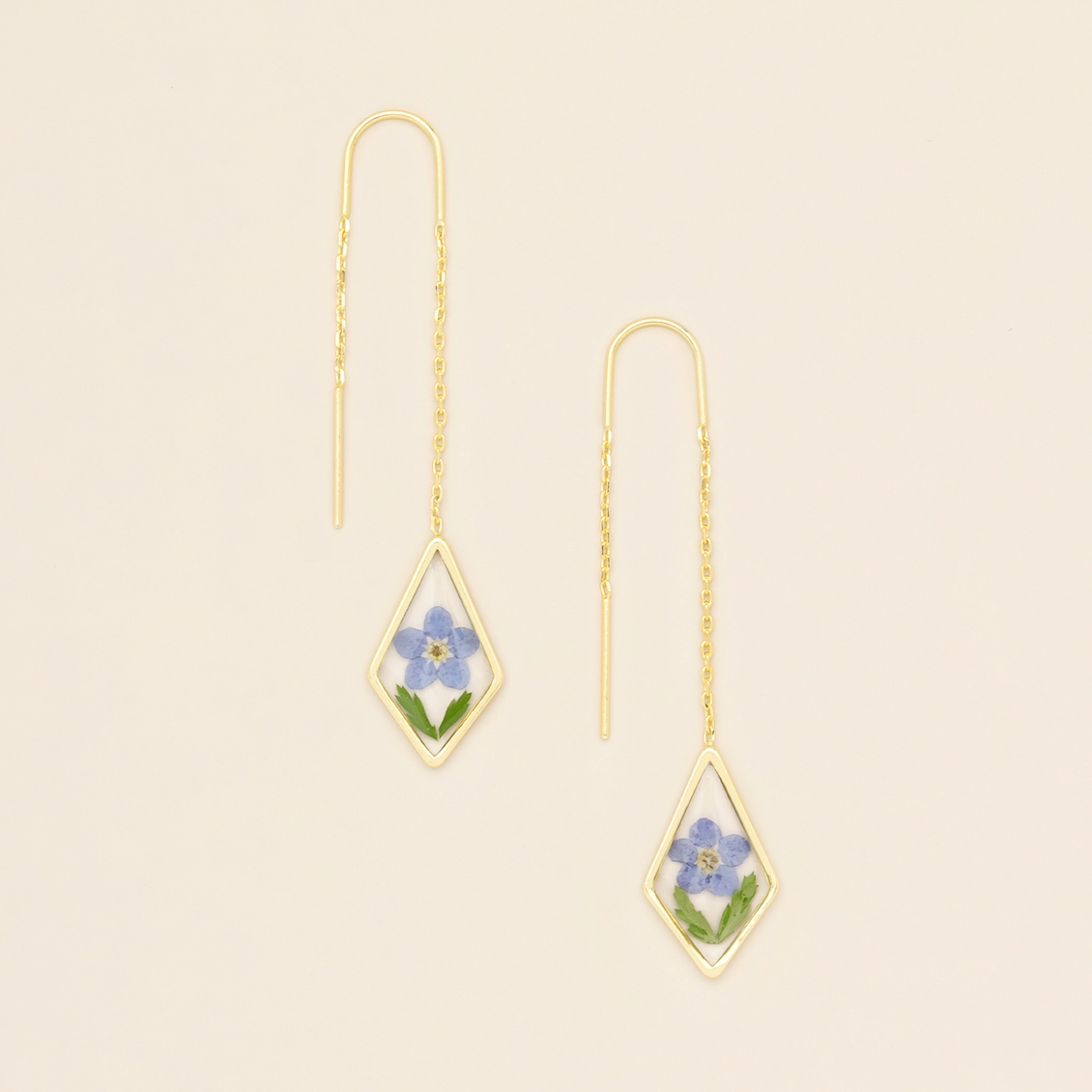 Pressed Flower Threaded Earrings