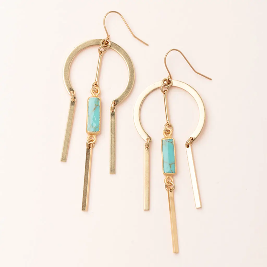 Stone Dream Catcher Earrings Turquoise Gold