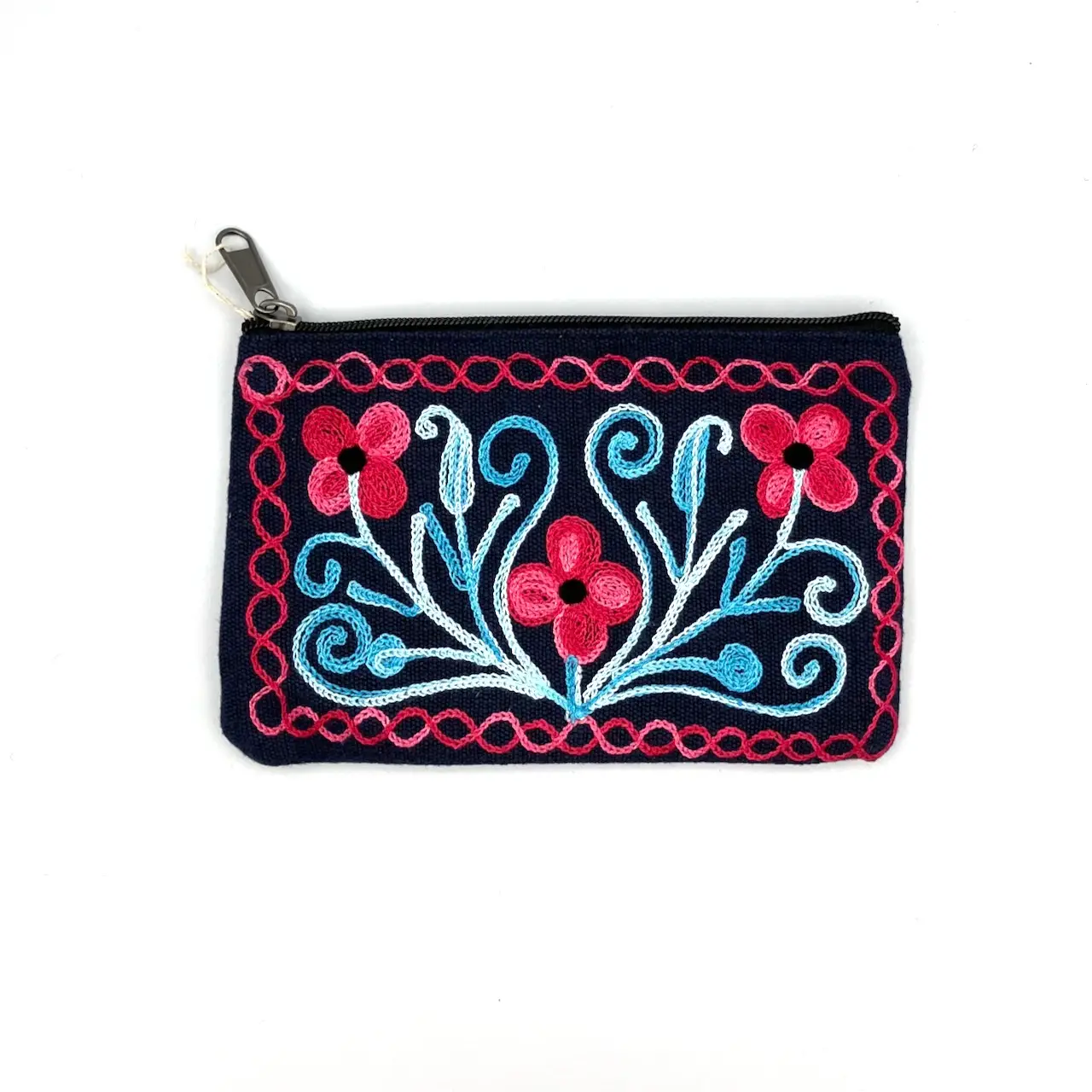 Embroidered Floral Zip Pouch