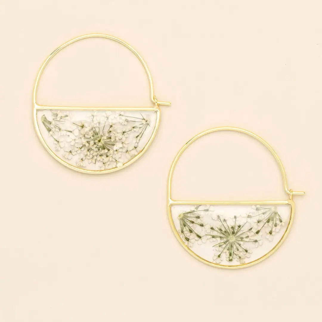 Pressed Flower Hoop Earrings