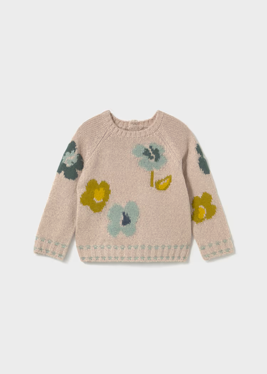 Baby Girl Teal Floral Sweater