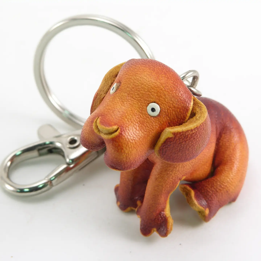 Leather Keychain Sitting Dog