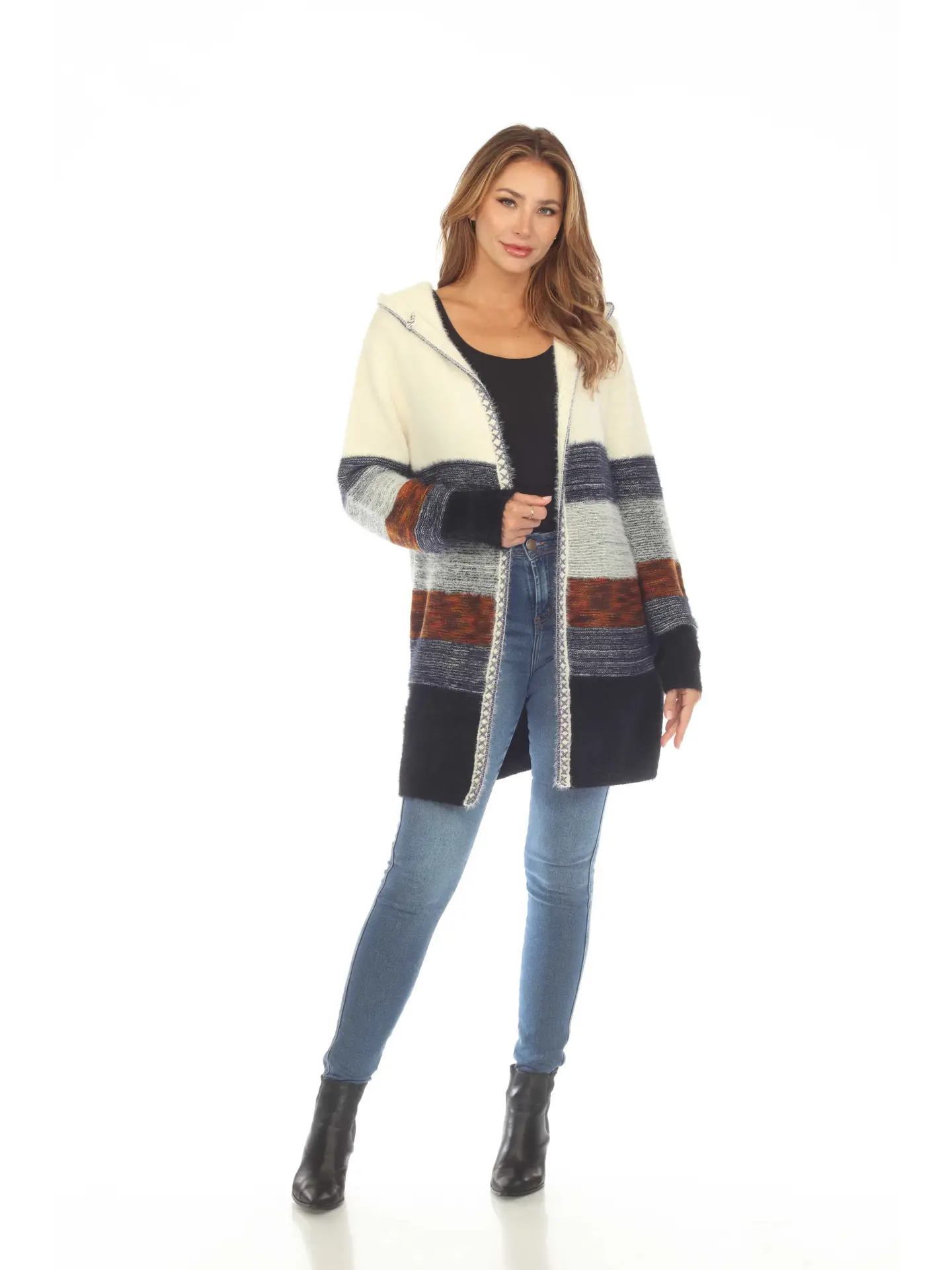 Super Soft Hooded Ombre Sweater Cardigan