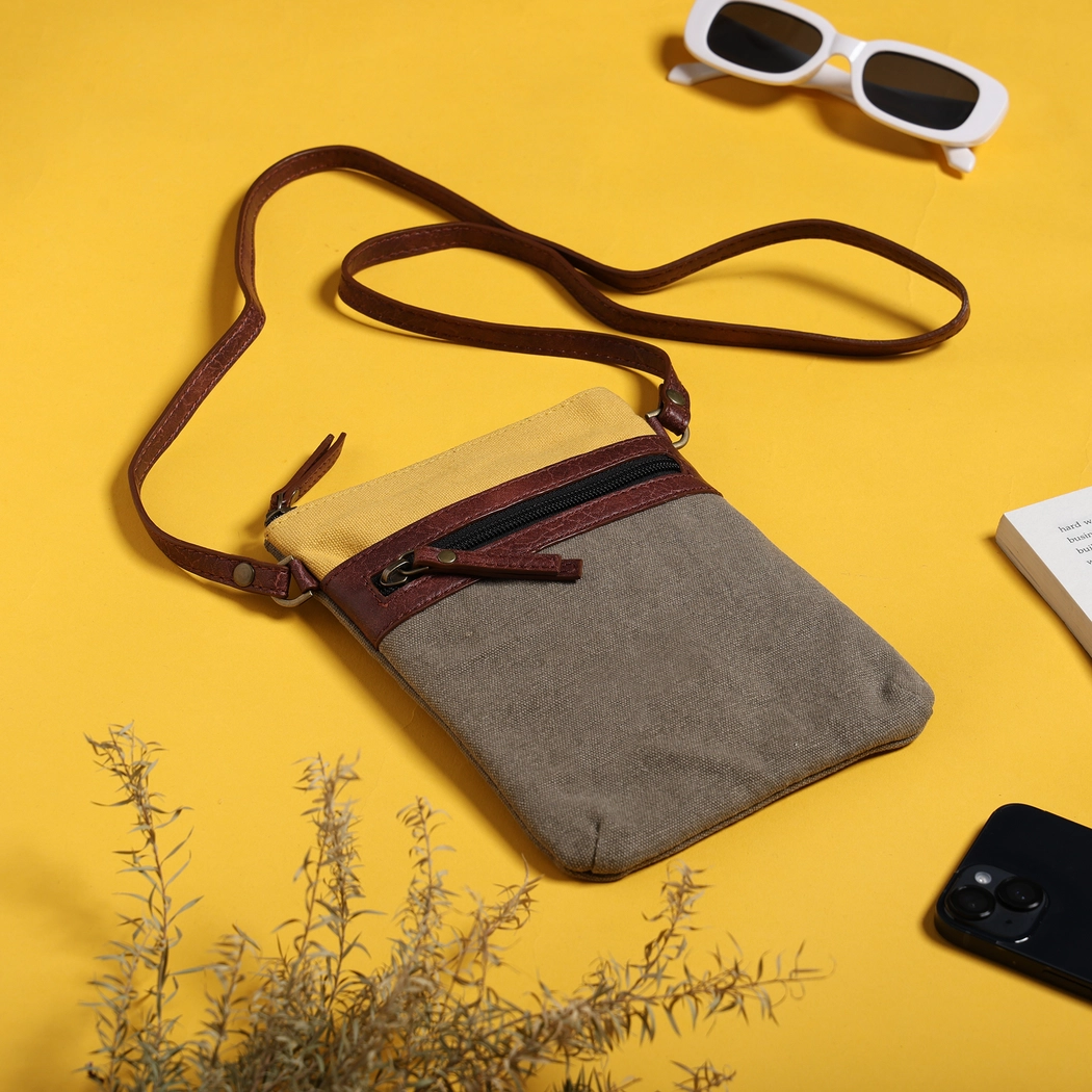 Ava Up-Cycled Canvas Crossbody Mustard