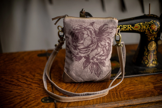 Peony Upcycled Canvas Small Sling Bag