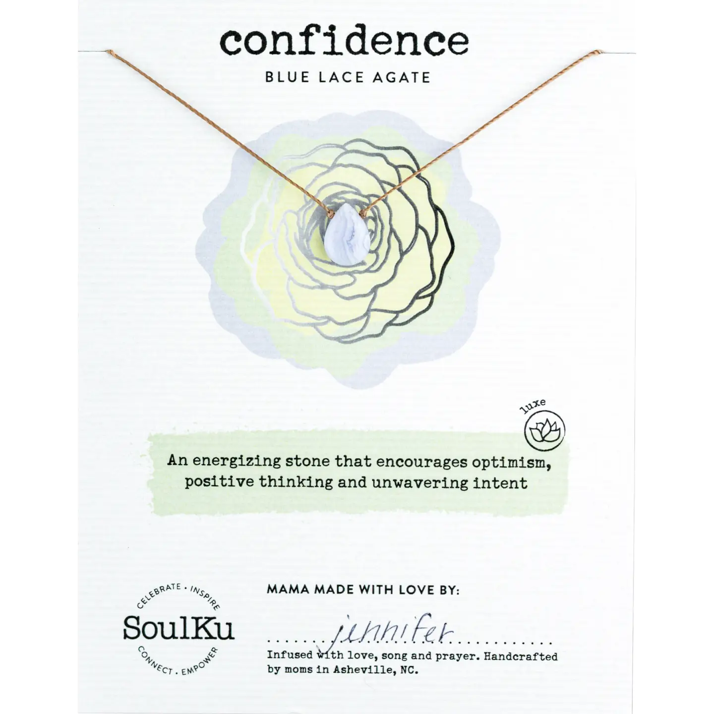 Luxe Necklace Blue Lace Agate for Confidence