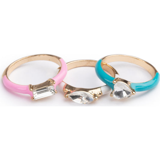 Girls Chic Crystal Cool Ring Set