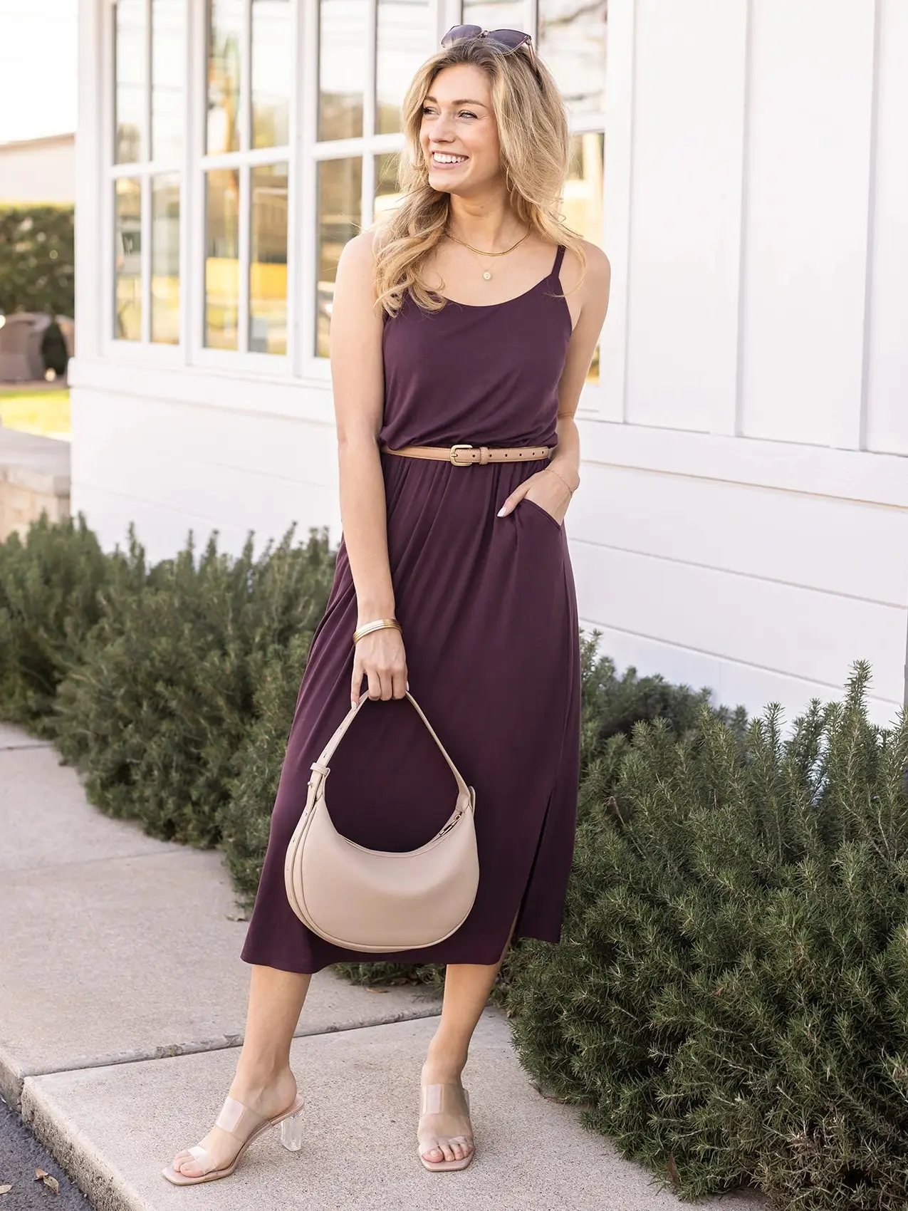 Pocketed Blouson Dress