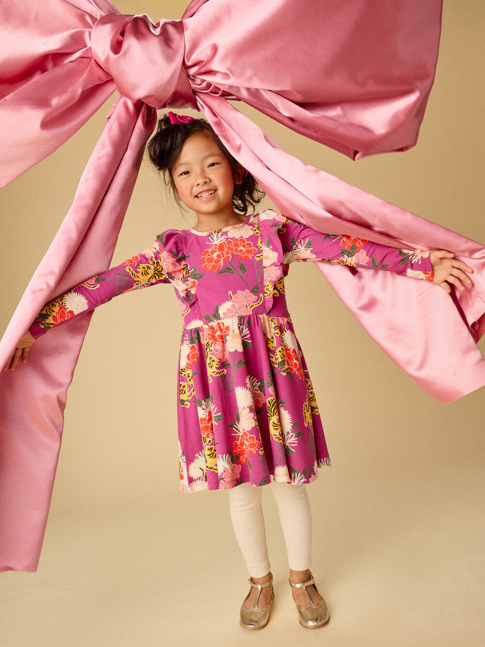 Girls Tiger & Peony Ruffle Ballet Dress