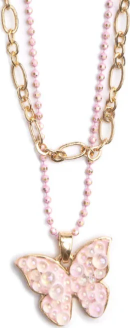 Girls Chic Bubbly Butterfly Necklace