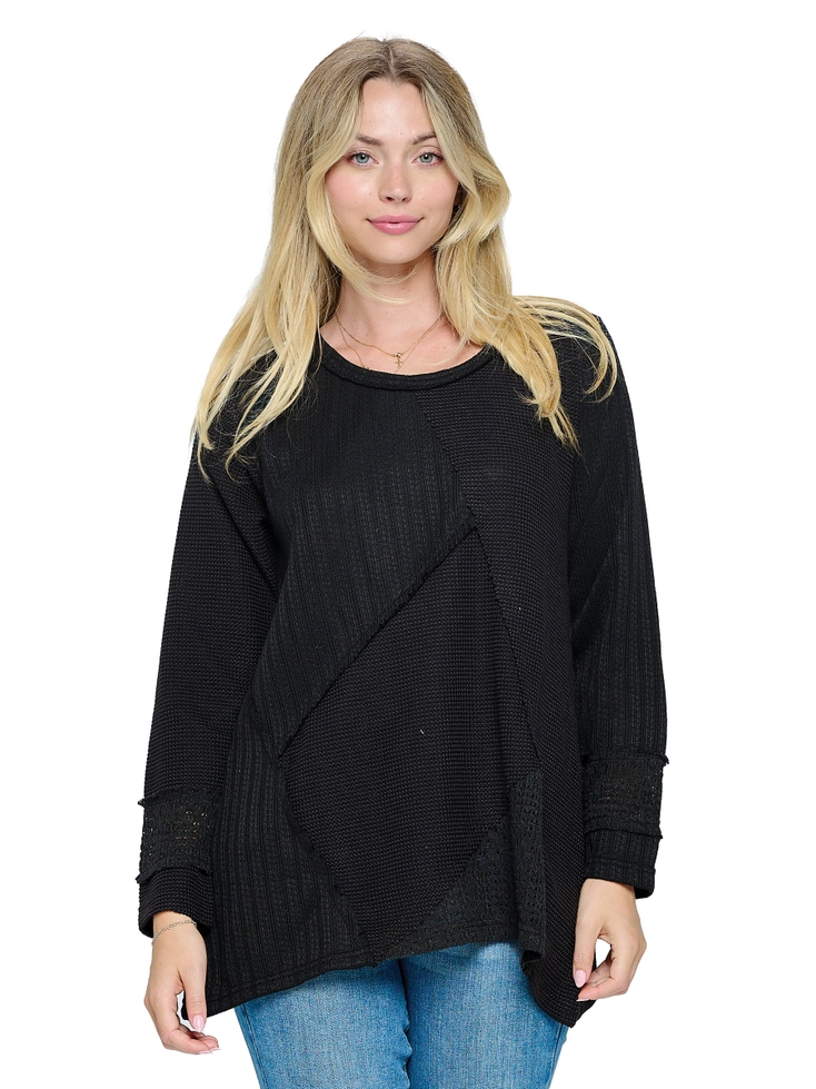 Patchwork Textured Ribbed Tunic