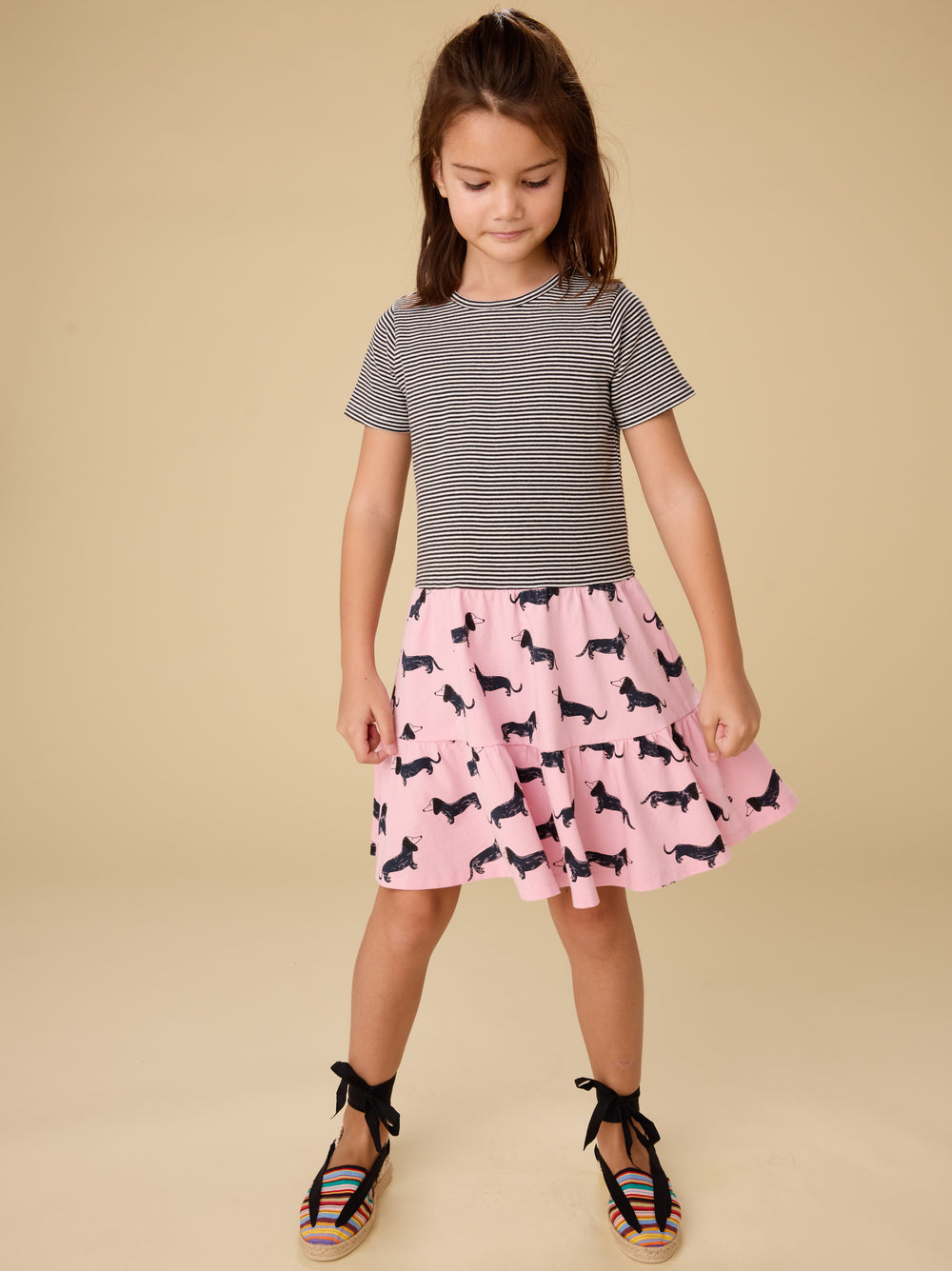 Girls Dachshunds Tiered Twirl Dress