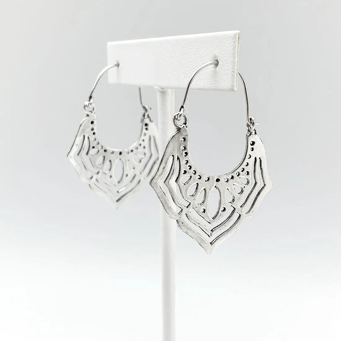 Silver Openwork Petal Earrings