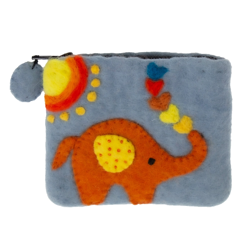 Elephant Hearts Felt Coin Purse