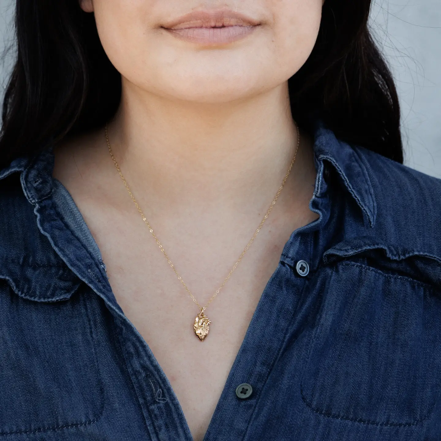 Bronze Anatomical Heart Necklace