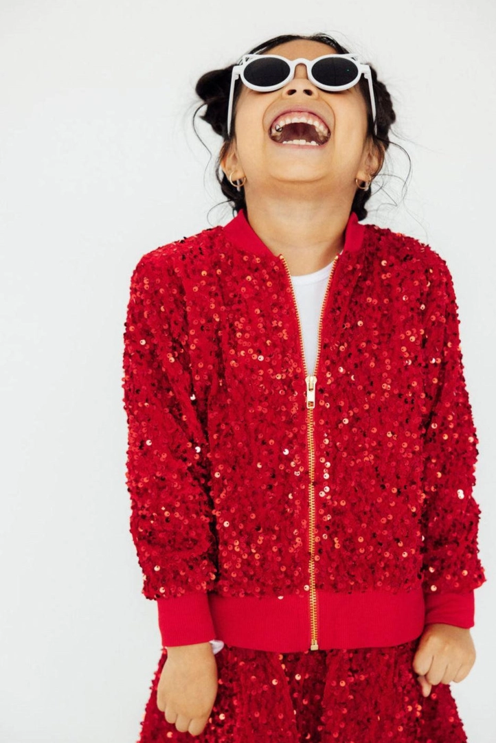 Girls Red Sequin Jacket