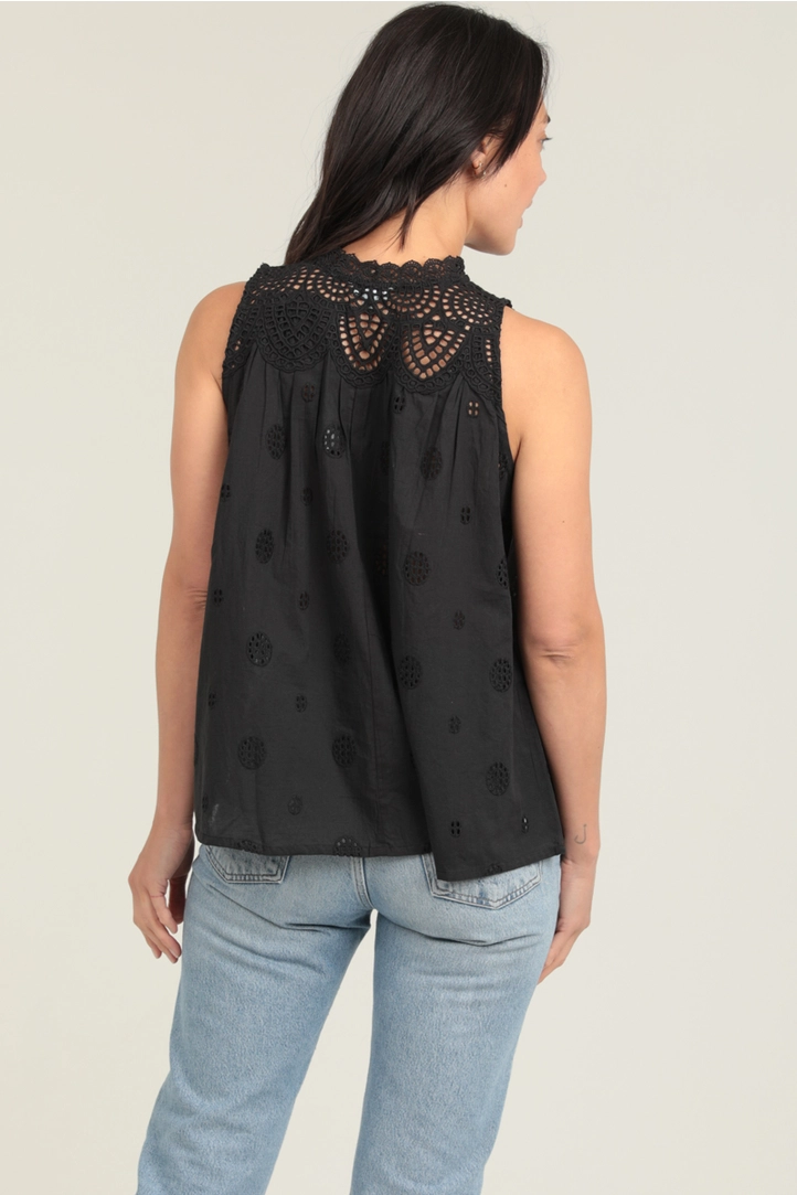 Eyelet Embroidered Lace Sleeveless Top