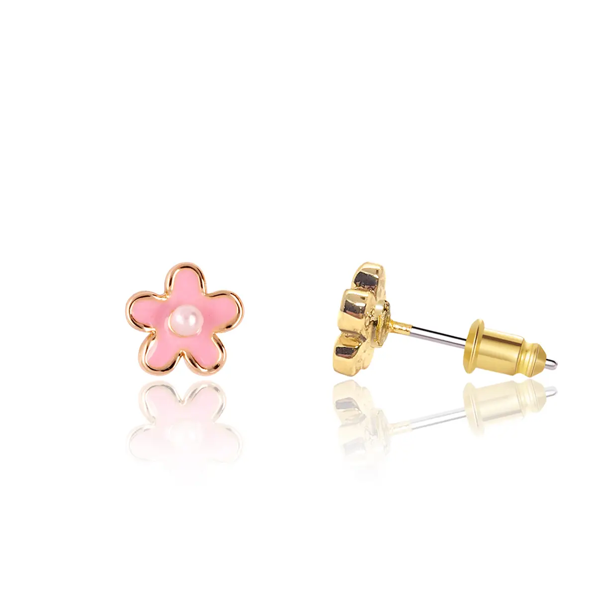 Pink Flower Studs