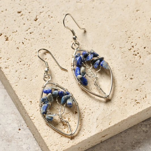 Lapis Tree Drop Earrings