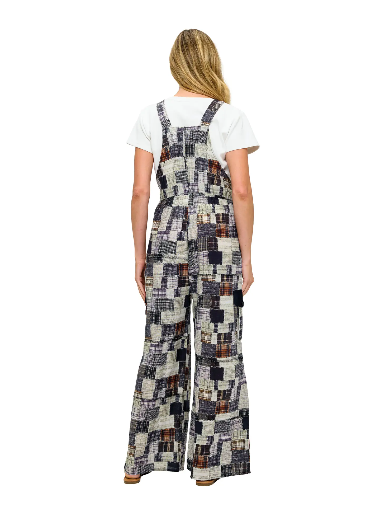 Print Patchwork Overalls