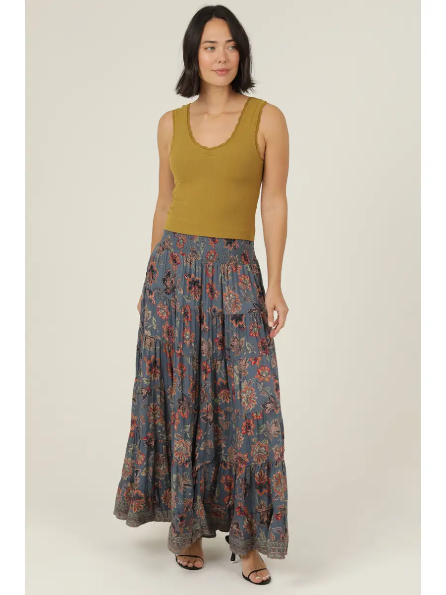 A Line Floral Print Maxi Skirt
