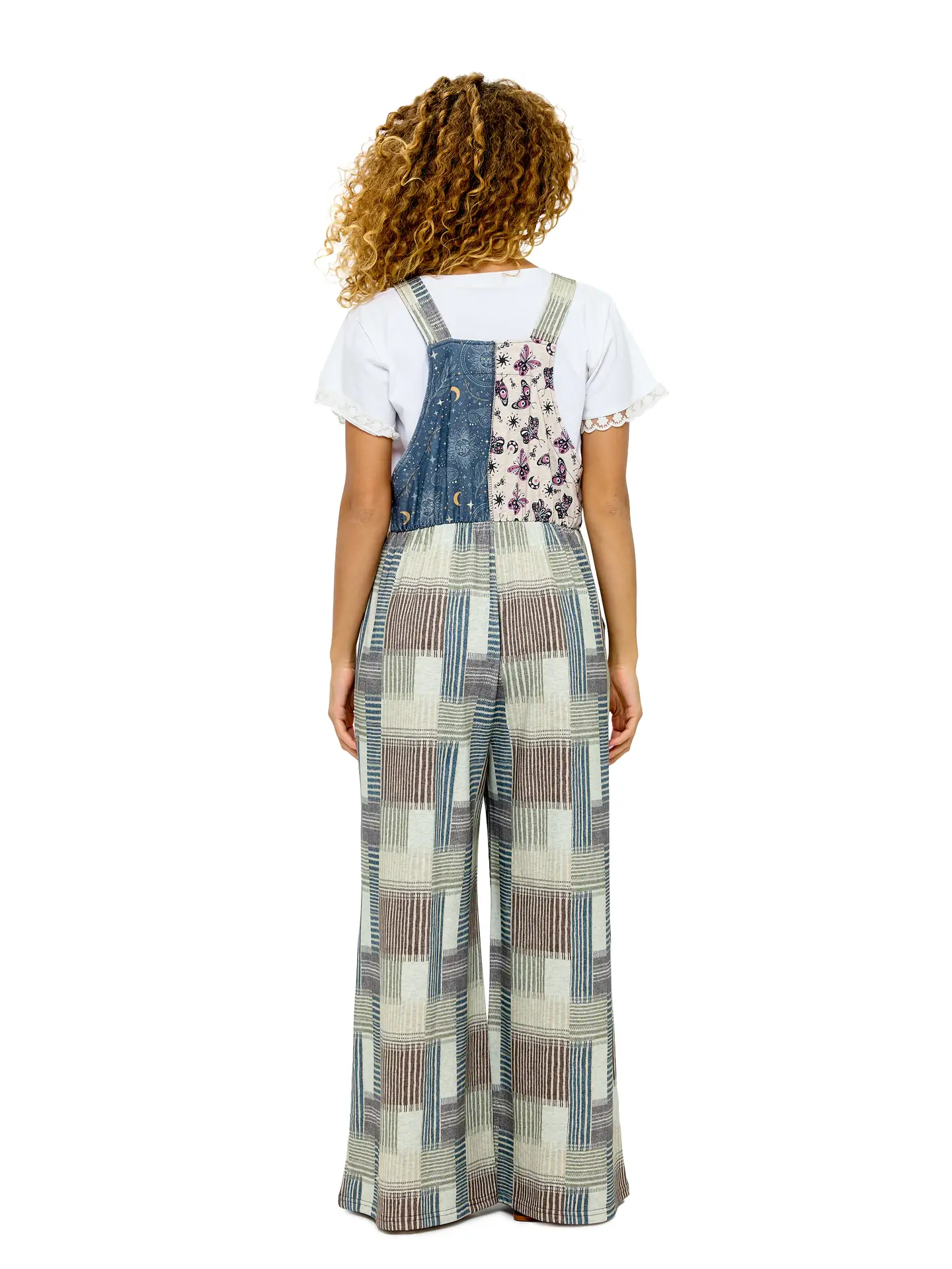 Whimsical Celestial Patchwork Overalls
