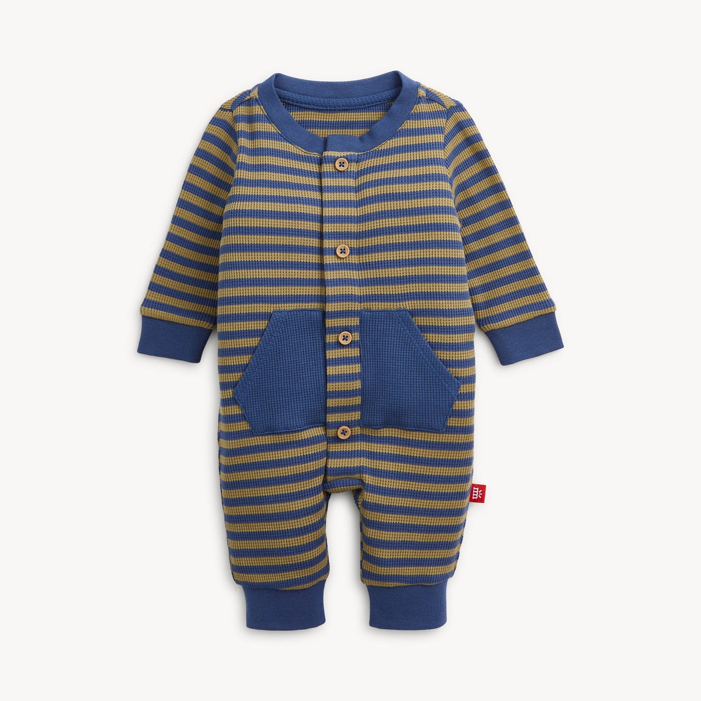 Baby Green Stripe Waffle Romper