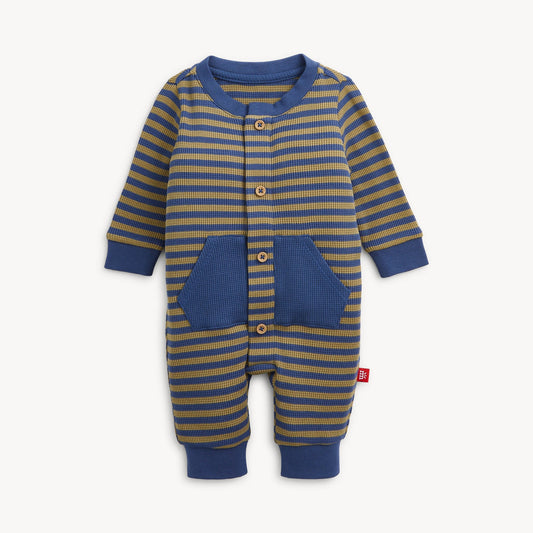 Baby Green Stripe Waffle Romper