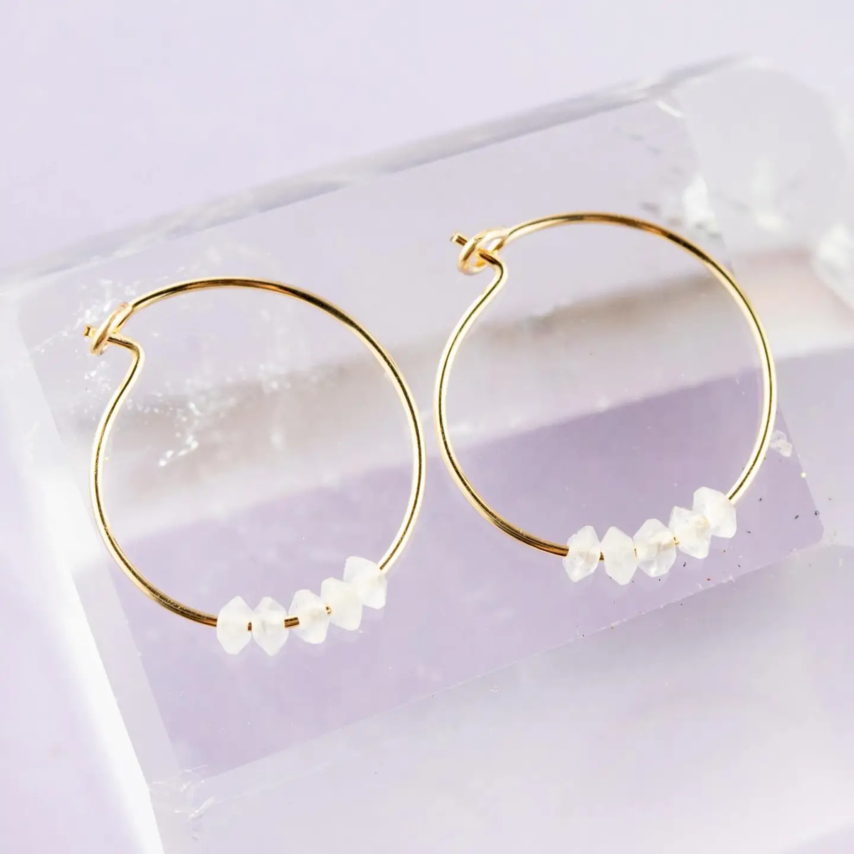 Moonstone Hoop Earrings for Sisterhood
