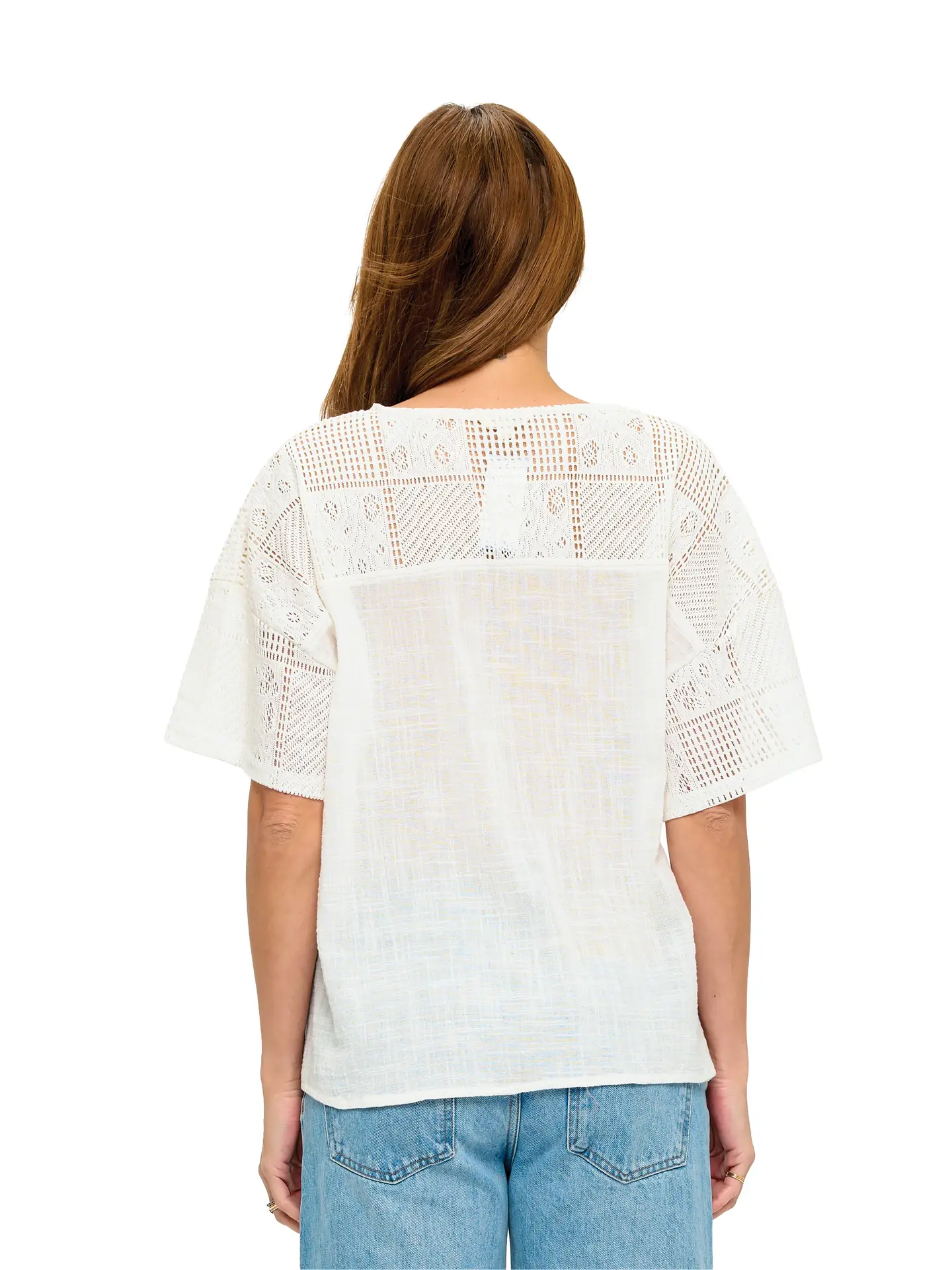 Loose Fit Embroidered Lace Top