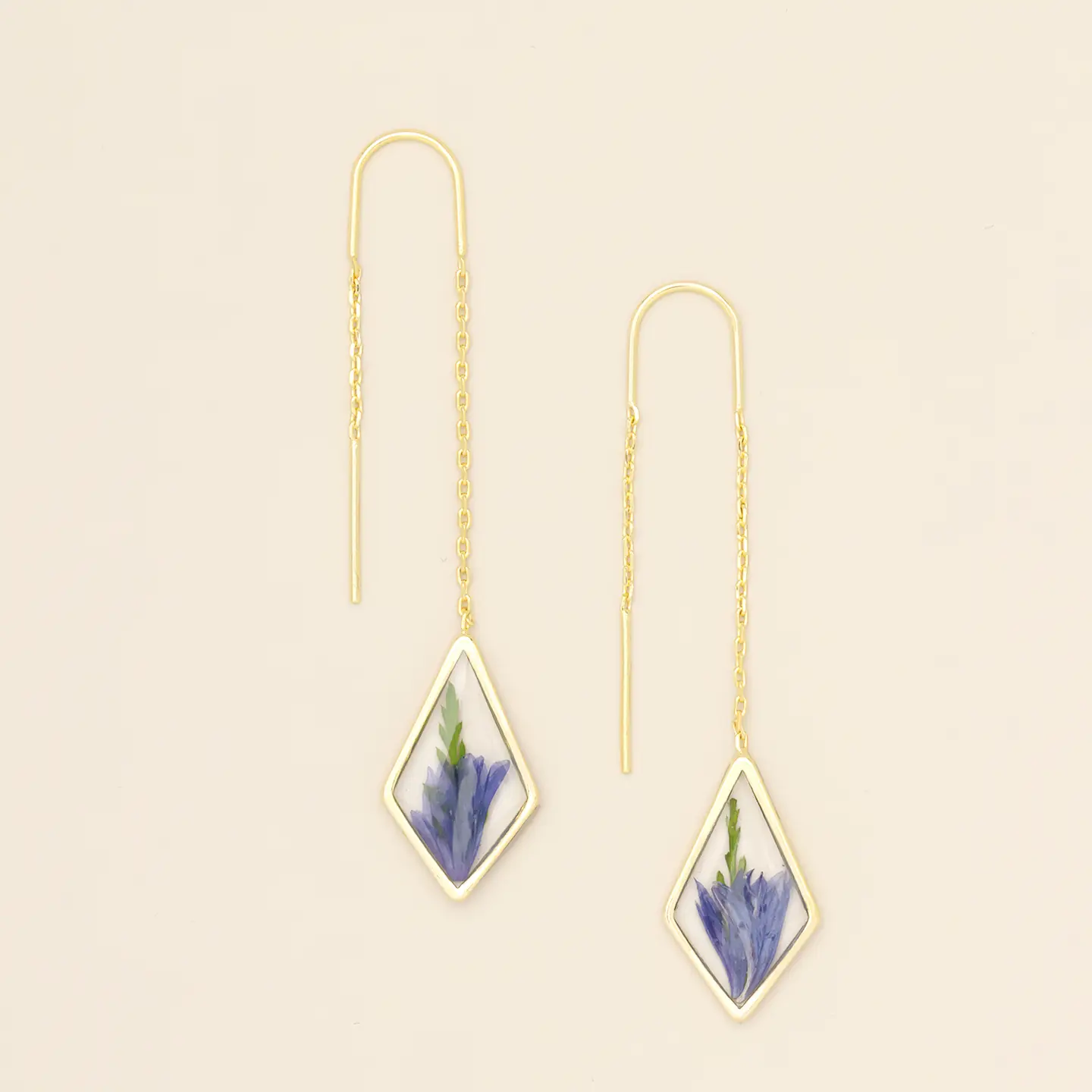 Pressed Flower Threaded Earrings