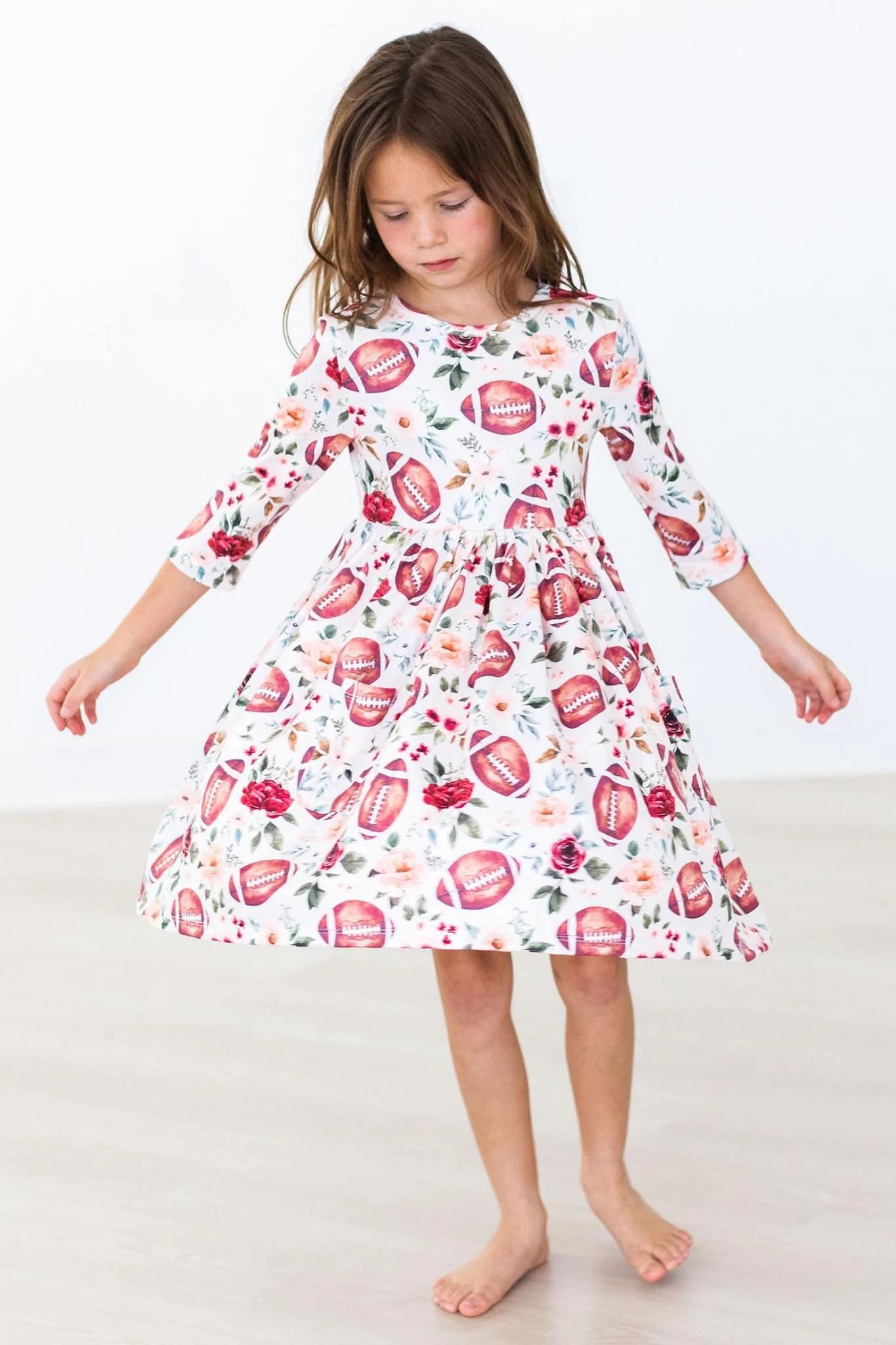 Girls Footballs & Flowers Twirl Dress