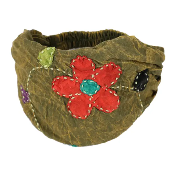 Embroidered Flower Vine Headband