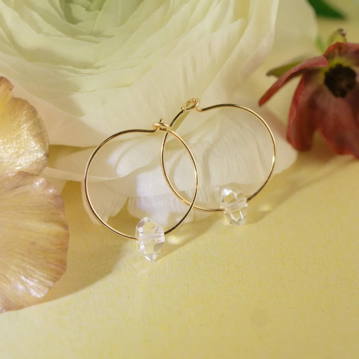 Herkimer Diamond Hoop Earrings for Tranquility