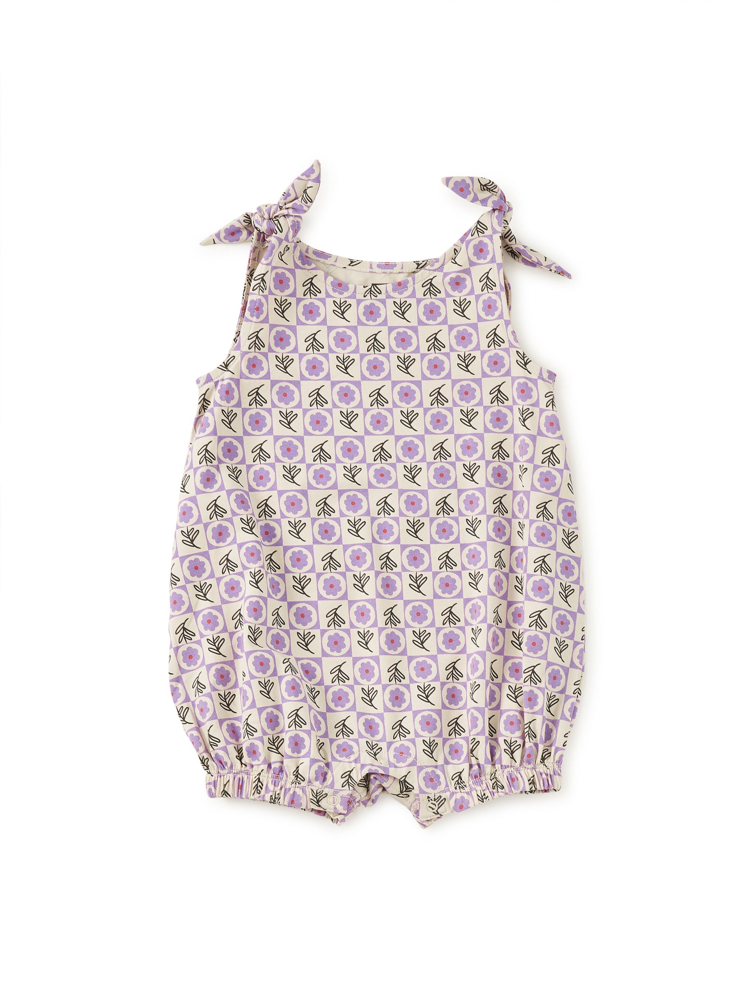 Baby Tile Floral Tie Shoulder Romper