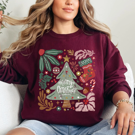 Merry Christmas Floral Sweatshirt