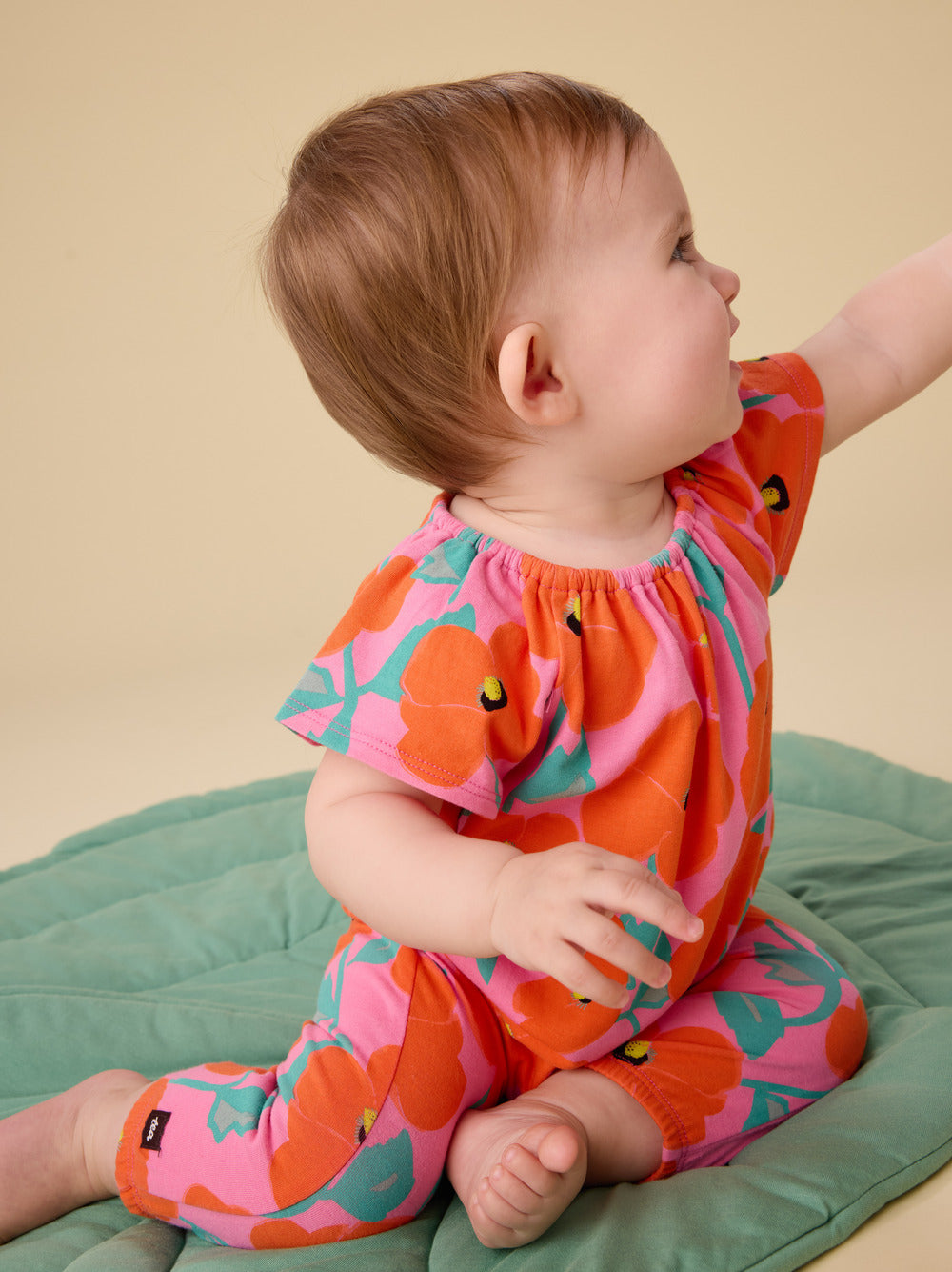 Baby Tulip Sleeve Poppies Romper