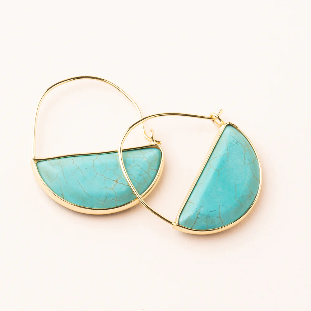 Stone Prism Hoops Turquoise Gold