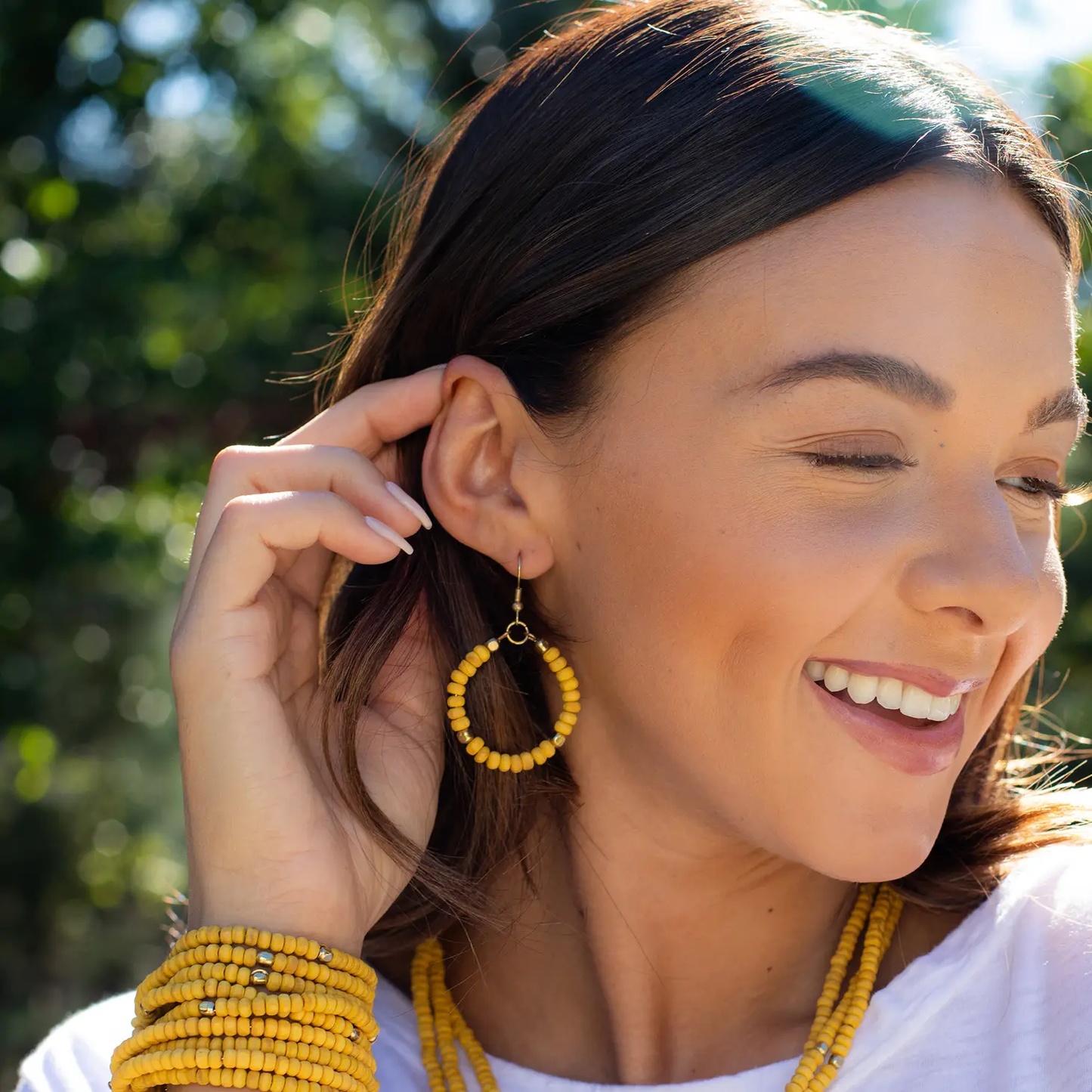 Chromatic Beaded Hoop Earrings
