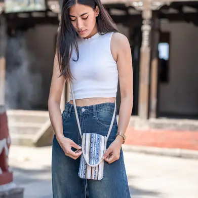 Woven Cell Phone Crossbody Bag