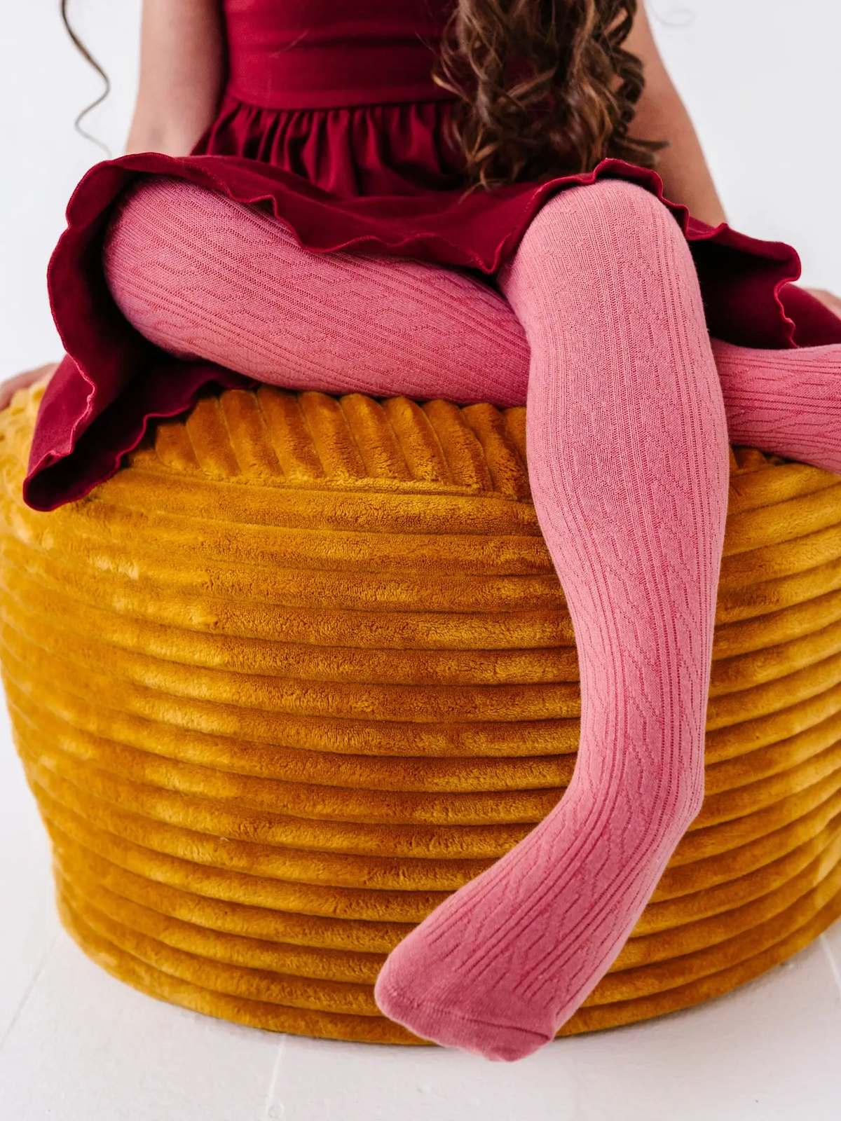 Baby Cable Knit Tights - Old Rose