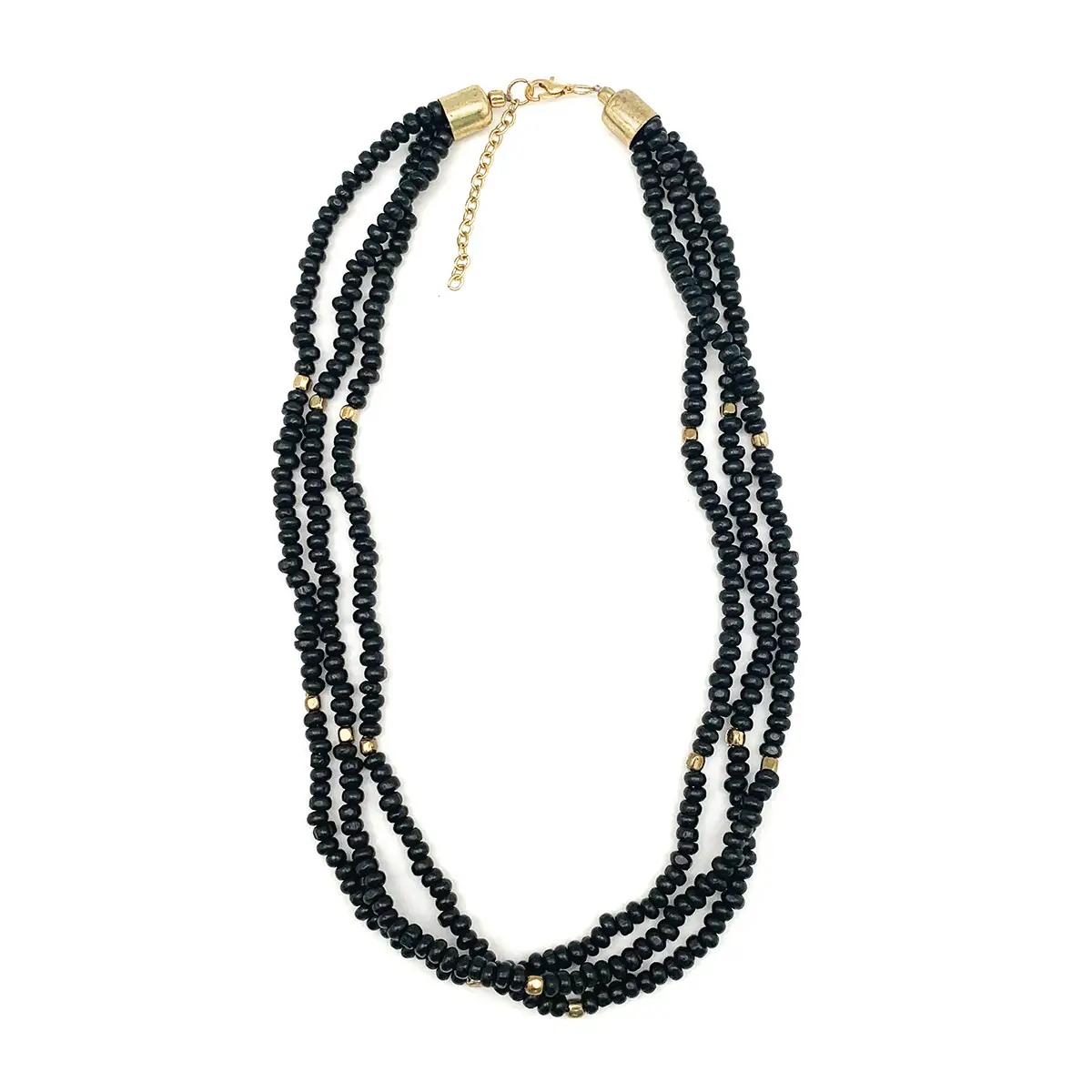 Beaded Chromatic 3 Strand Short Necklace