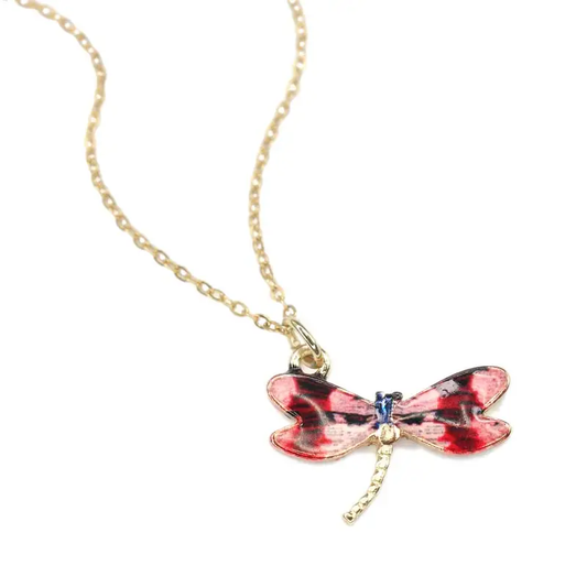 Free Spirit Dragonfly Necklace Red - Love